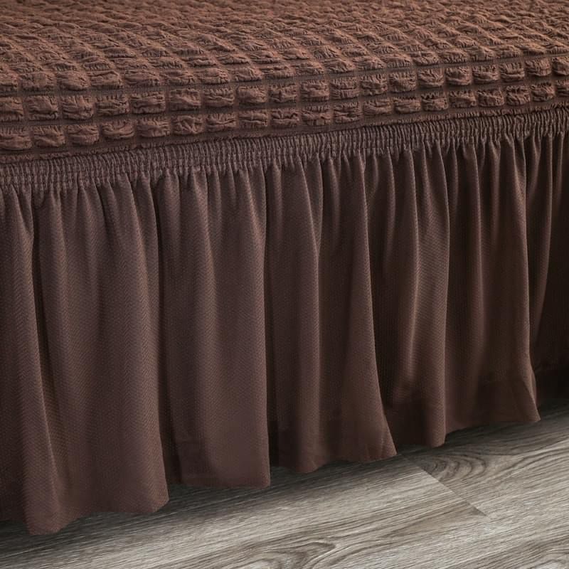 RUFFELED SUR SUCKER TURKISH SOFA COVER - Brown - Image 4