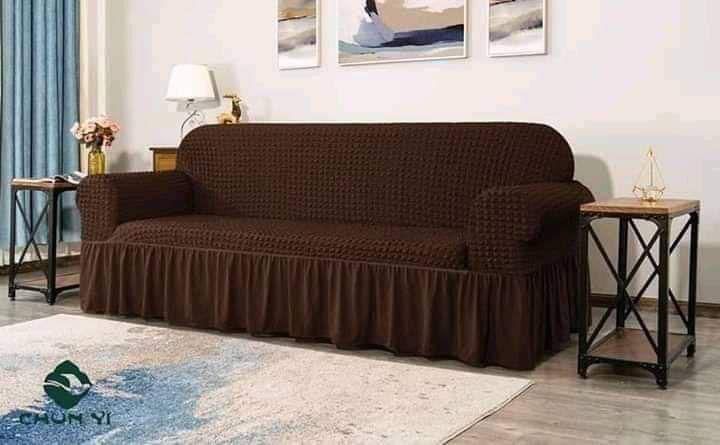 RUFFELED SUR SUCKER TURKISH SOFA COVER - Brown - Image 7
